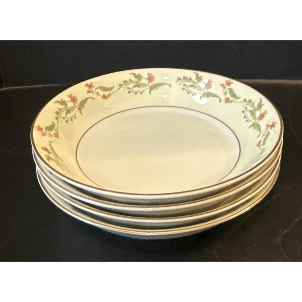 Heinrich‎ Selb Bavaria Germany Gold Trim Pink Flowers Berry Bowl Bowls Set Of 4